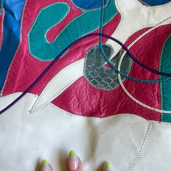 Vintage Big Funky Patchwork Leather Tote - Picture 8 of 8